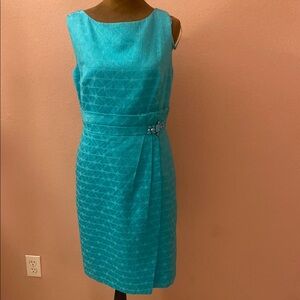JESSICA HOWARD.Elegant Turquoise Sleeveless Dress.
